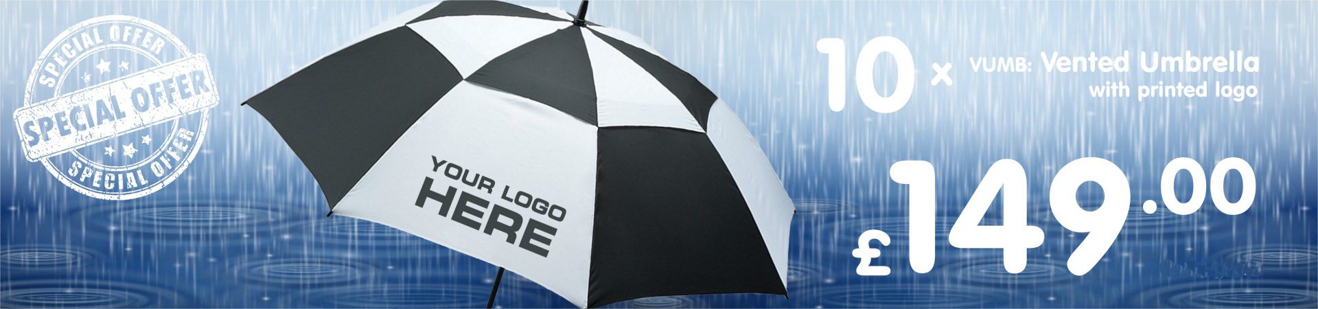 10 x VUMB: Printed Vented Umbrellas